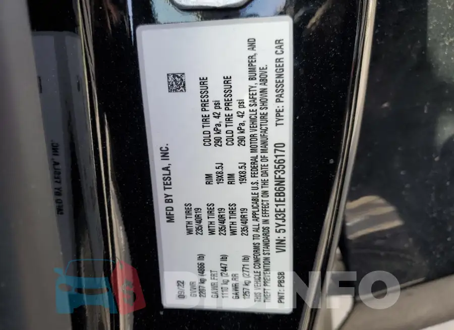 5YJ3E1EB6NF356170 Photo# 12