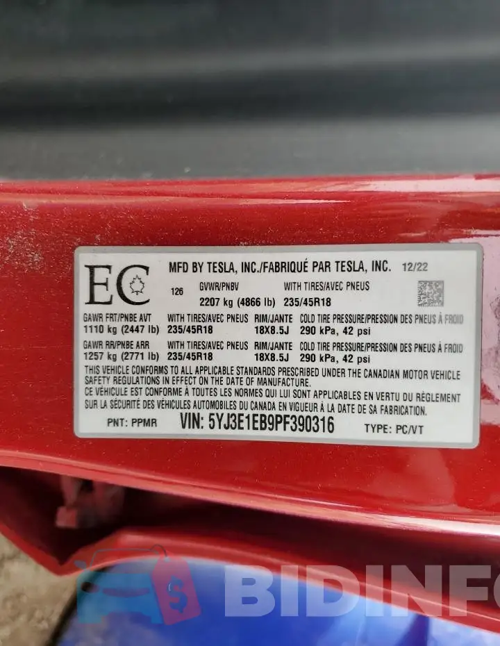 5YJ3E1EB9PF390316 Photo# 12