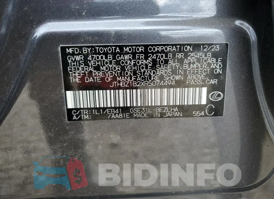 JTHBZ1B2XR5074494 Photo# 13