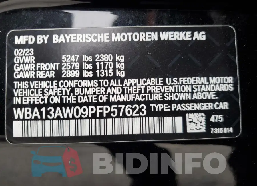 WBA13AW09PFP57623 Photo# 12