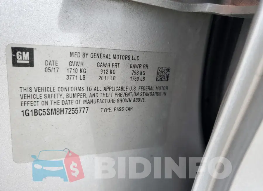 1G1BC5SM8H7255777 Photo# 12
