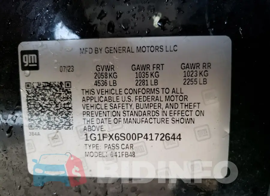 1G1FX6S00P4172644 Photo# 12