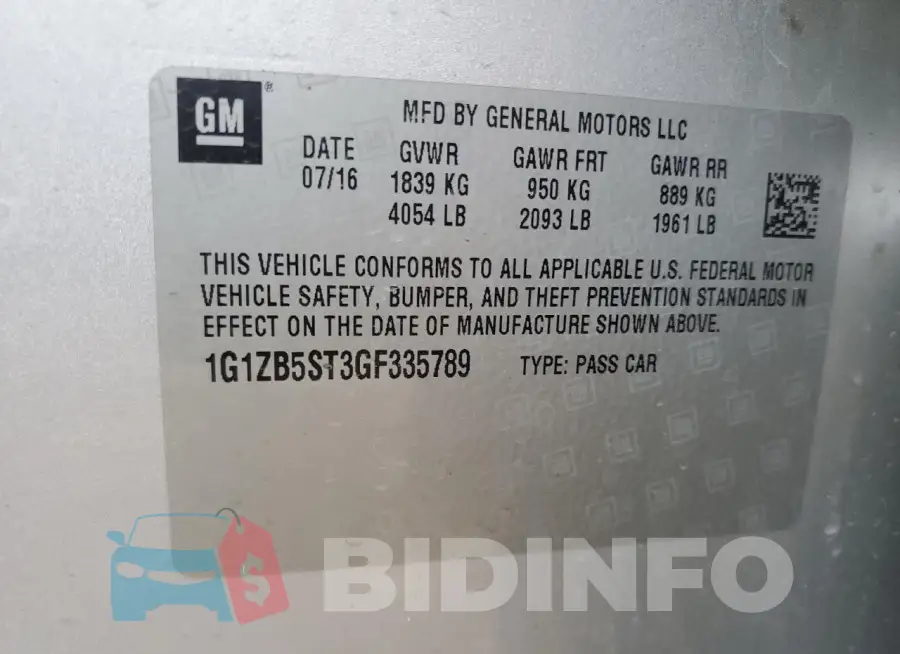 1G1ZB5ST3GF335789 Photo# 12