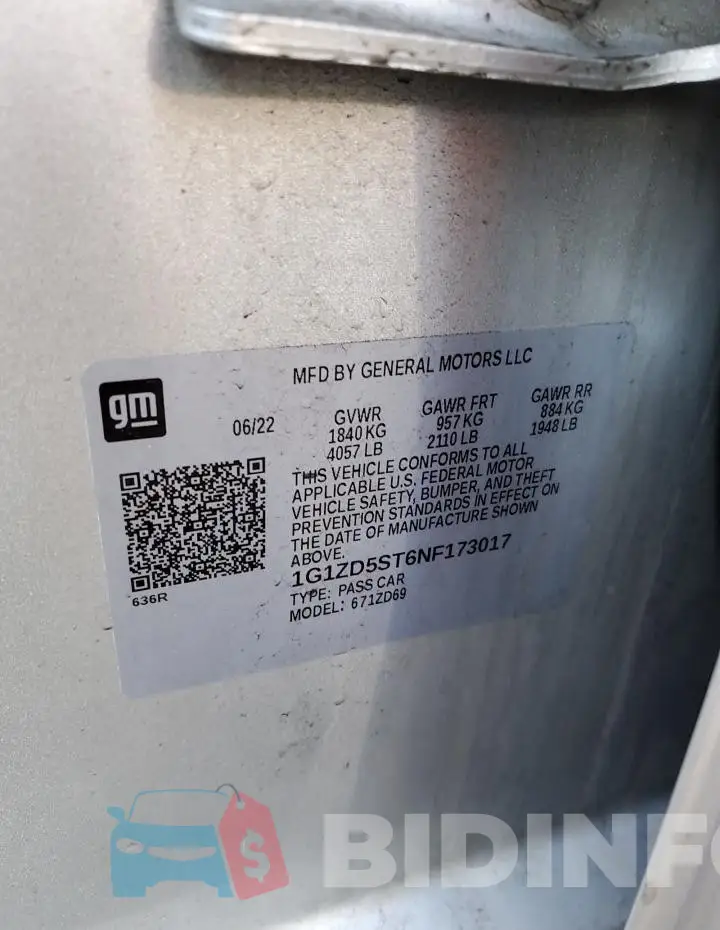 1G1ZD5ST6NF173017 Photo# 13
