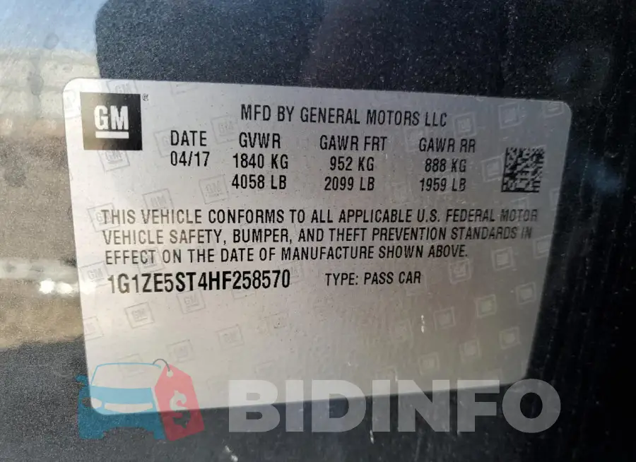 1G1ZE5ST4HF258570 Photo# 13