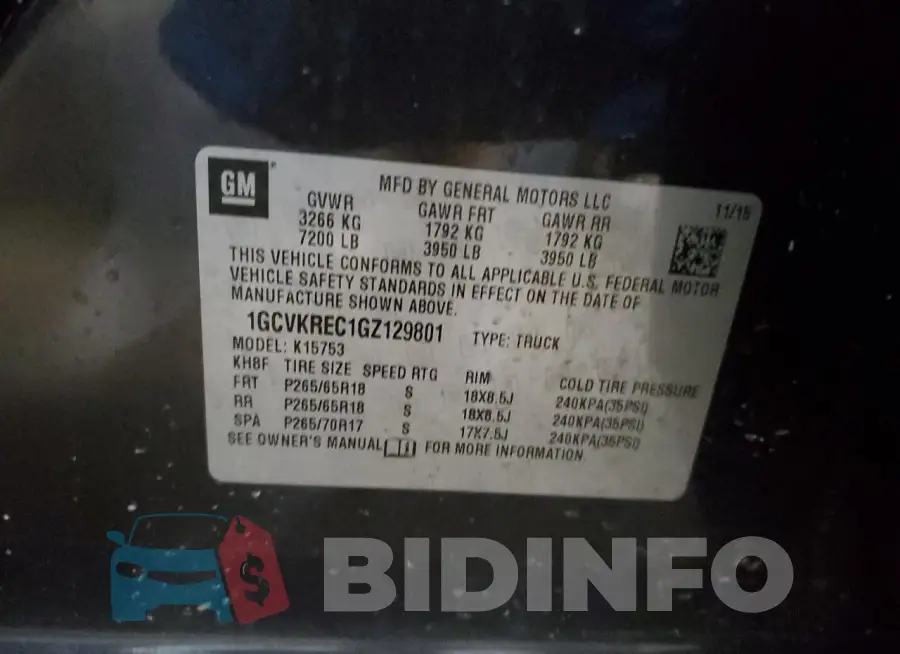 1GCVKREC1GZ129801 Photo# 12