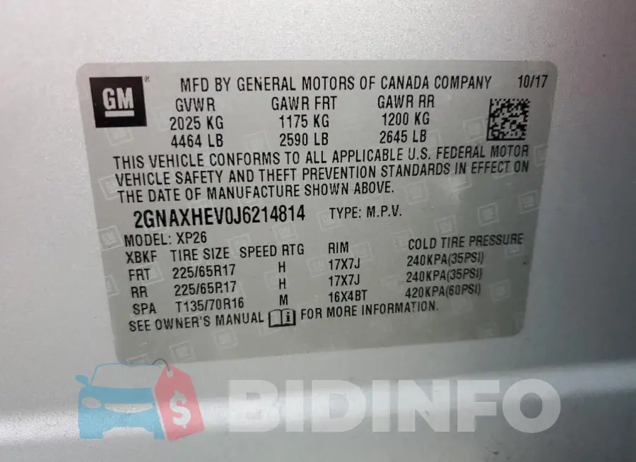 2GNAXHEV0J6214814 Photo# 14