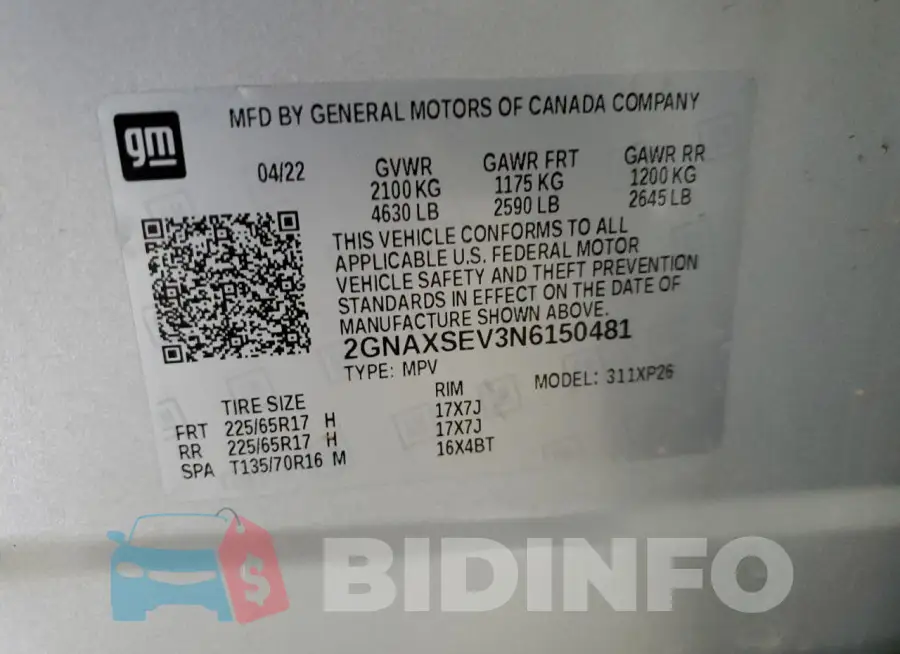 2GNAXSEV3N6150481 Photo# 13