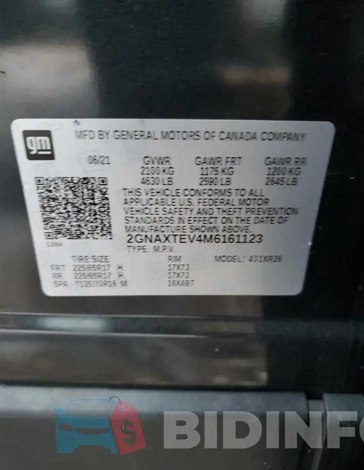 2GNAXTEV4M6161123 Photo# 13