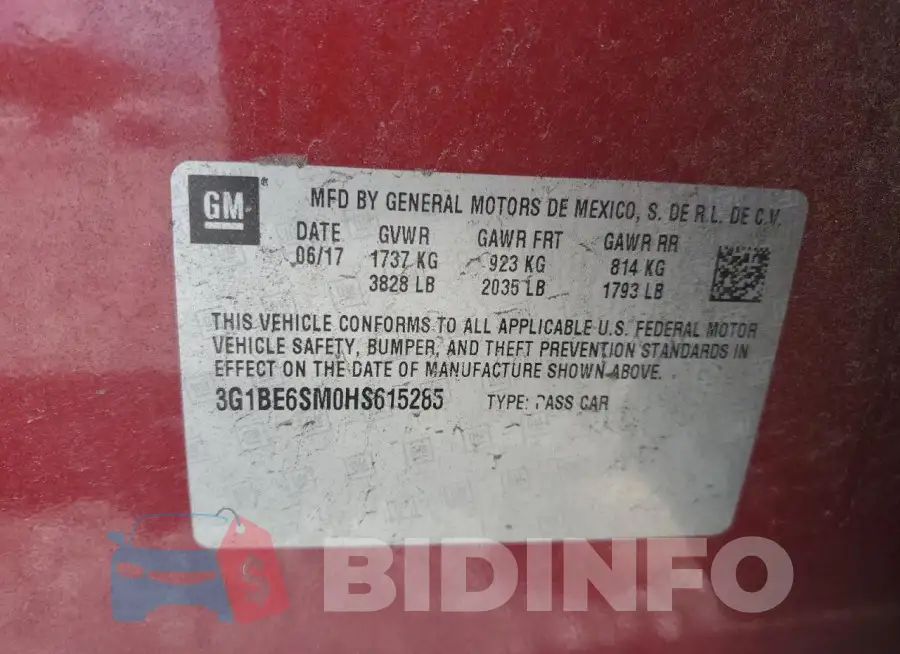 3G1BE6SM0HS615285 Photo# 13