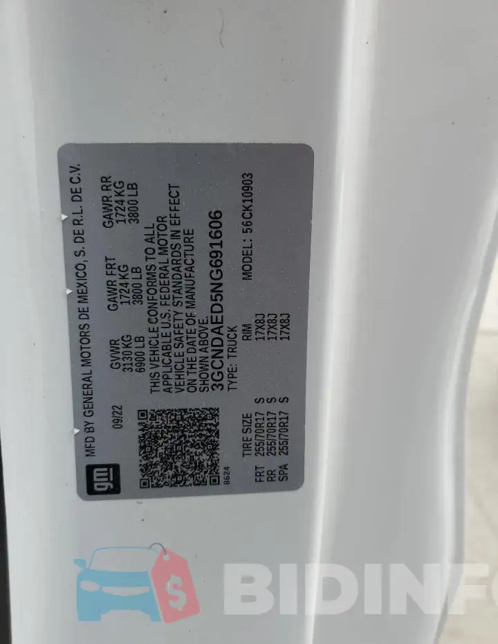 3GCNDAED5NG691606 Photo# 12