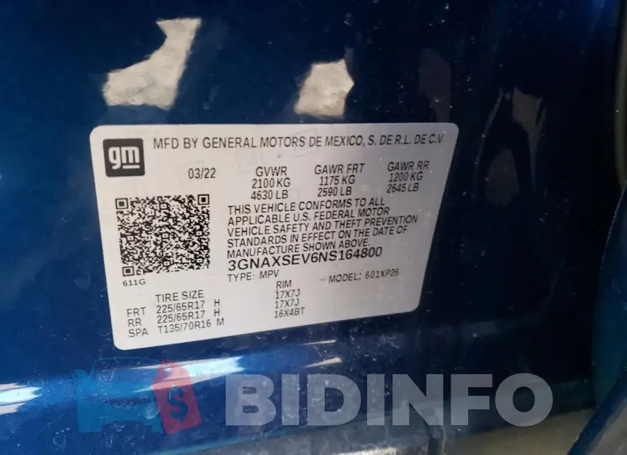 3GNAXSEV6NS164800 Photo# 13