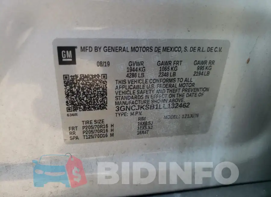 3GNCJKSB1LL132462 Photo# 13