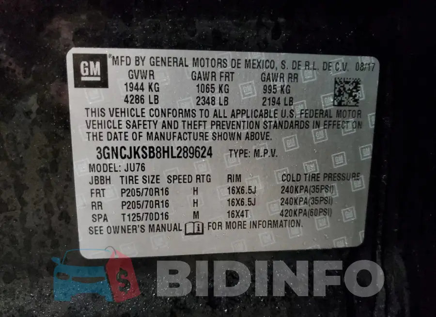 3GNCJKSB8HL289624 Photo# 13