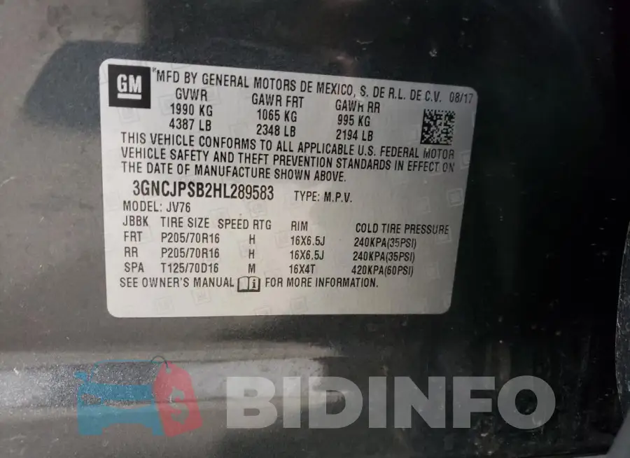 3GNCJPSB2HL289583 Photo# 14
