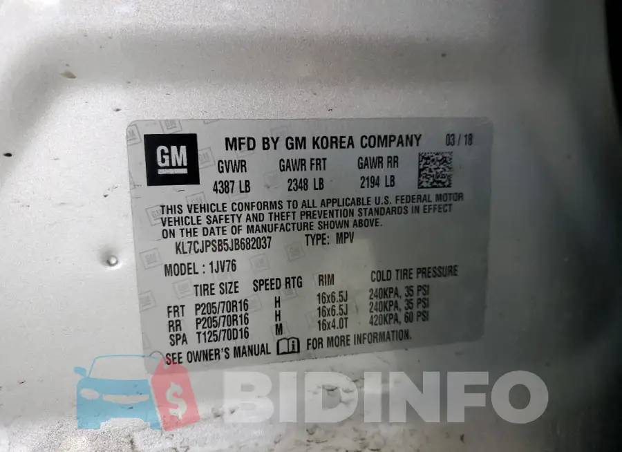 KL7CJPSB5JB682037 Photo# 13