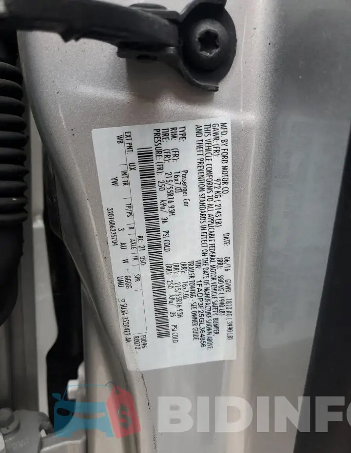 1FADP3F25GL364856 Photo# 12