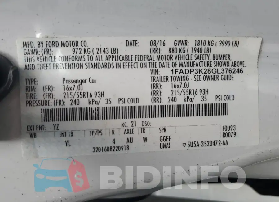 1FADP3K28GL376246 Photo# 13