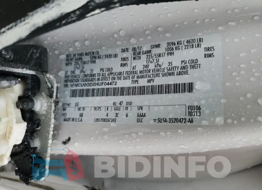 1FMCU0GD3HUF04472 Photo# 13