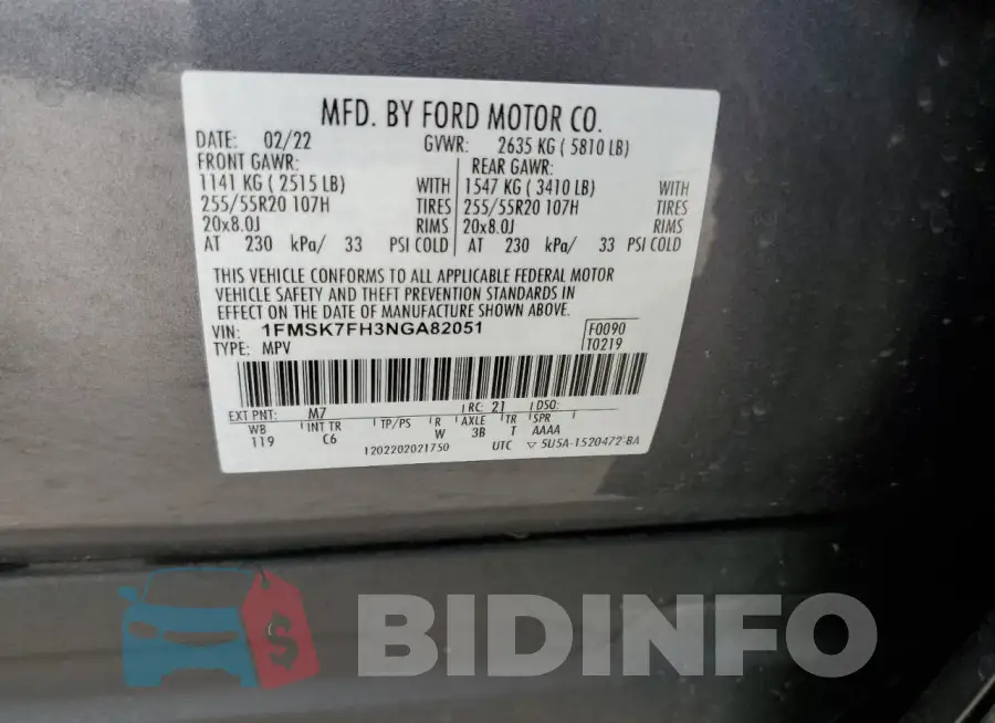 1FMSK7FH3NGA82051 Photo# 13