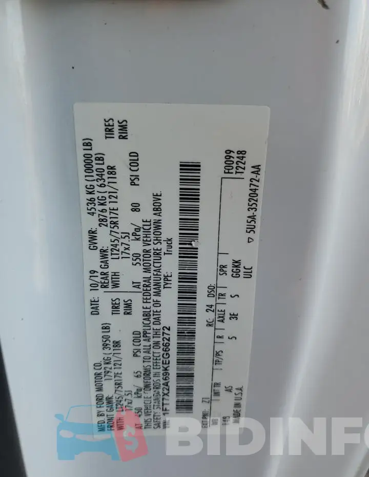1FT7X2A69KEG66272 Photo# 13
