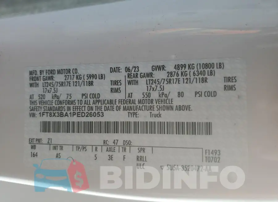 1FT8X3BA1PED26053 Photo# 13