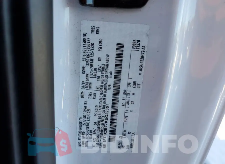 1FT8X3BT7KEG22351 Photo# 13