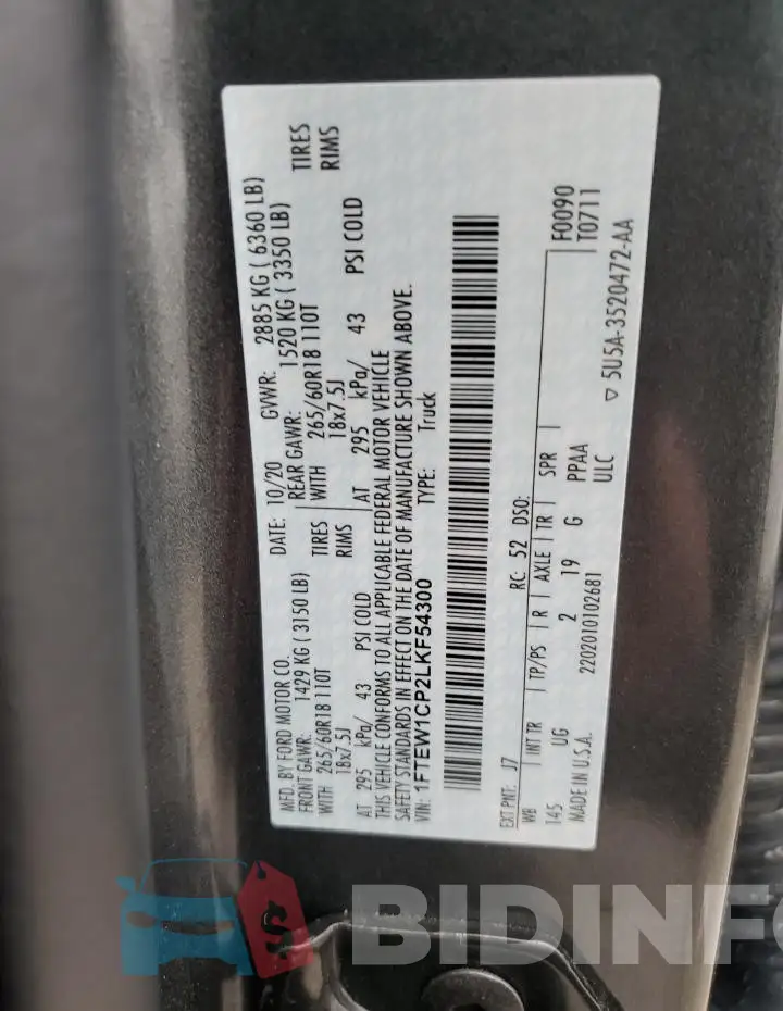 1FTEW1CP2LKF54300 Photo# 12