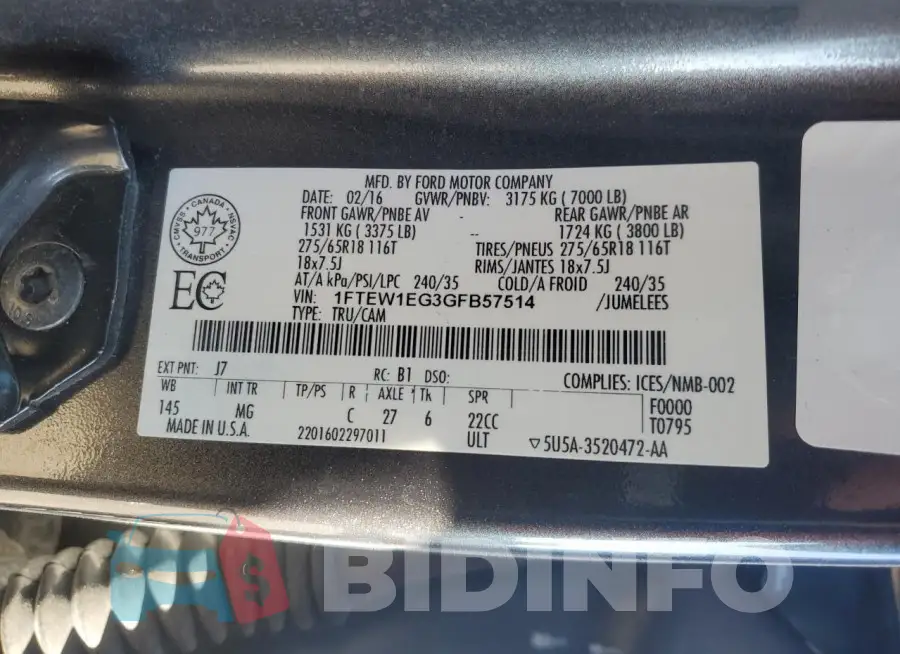 1FTEW1EG3GFB57514 Photo# 12