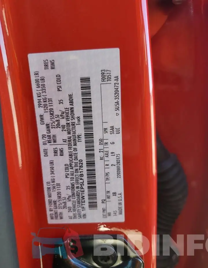 1FTEW1EP5LFB17820 Photo# 13