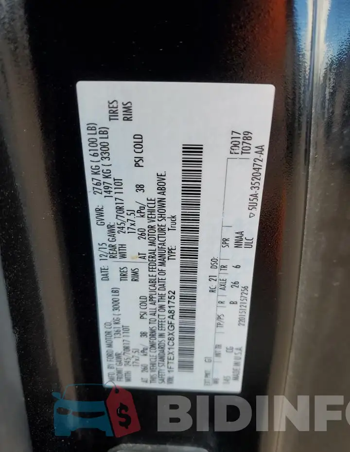 1FTEX1C8XGFA81752 Photo# 12