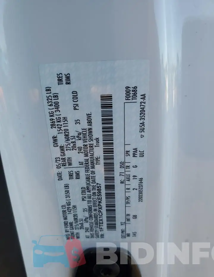 1FTEX1CPXPKE59857 Photo# 12