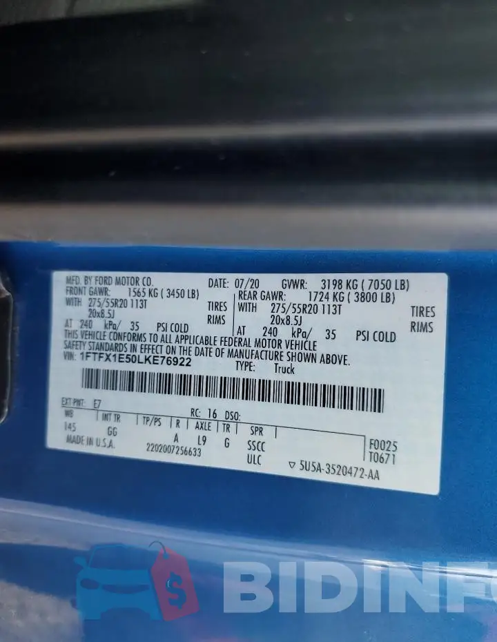 1FTFX1E50LKE76922 Photo# 12