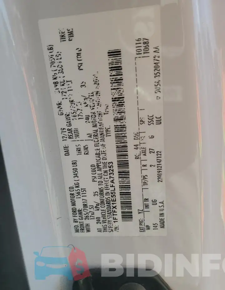1FTFX1E55LFA73253 Photo# 12