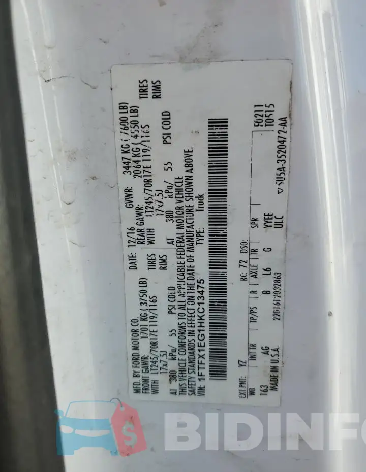1FTFX1EG1HKC13475 Photo# 12