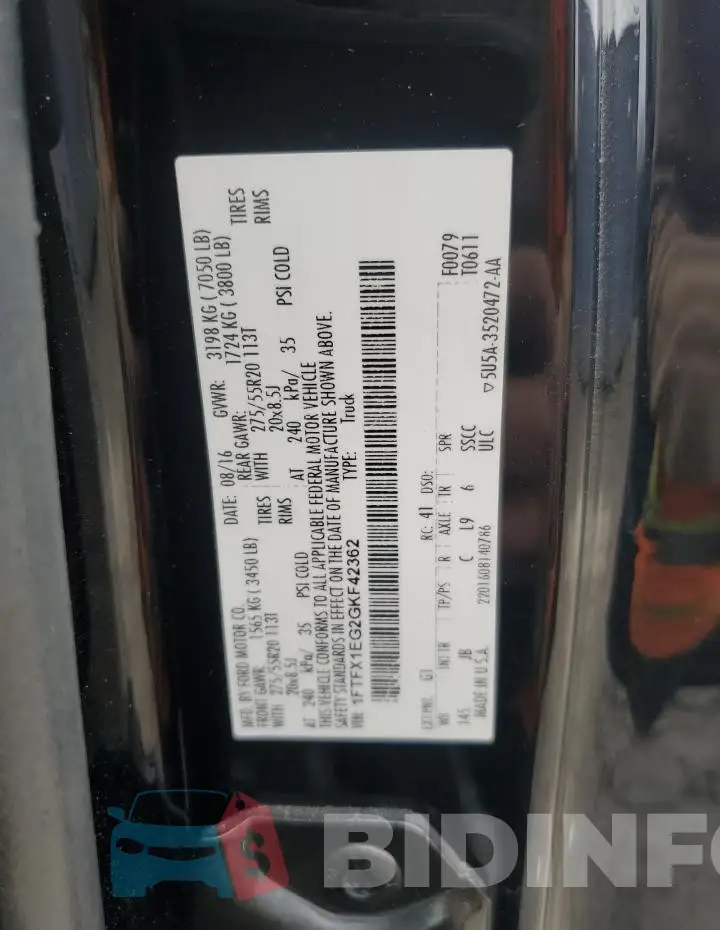 1FTFX1EG2GKF42362 Photo# 12