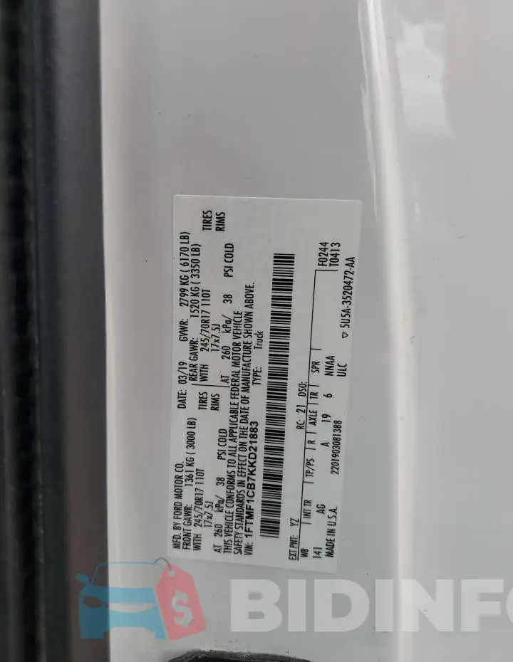 1FTMF1CB7KKD21883 Photo# 12
