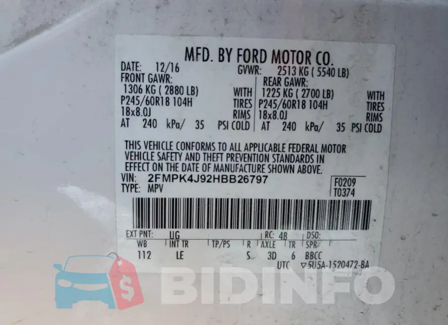 2FMPK4J92HBB26797 Photo# 13