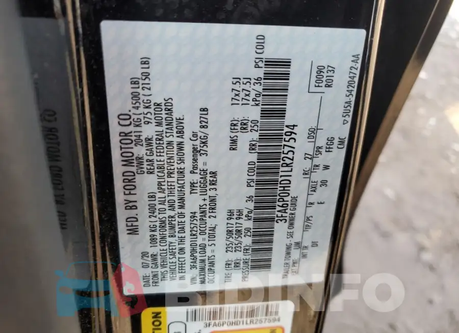 3FA6P0HD1LR257594 Photo# 12