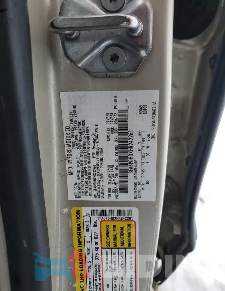 3FA6P0HDXHR242261 Photo# 12