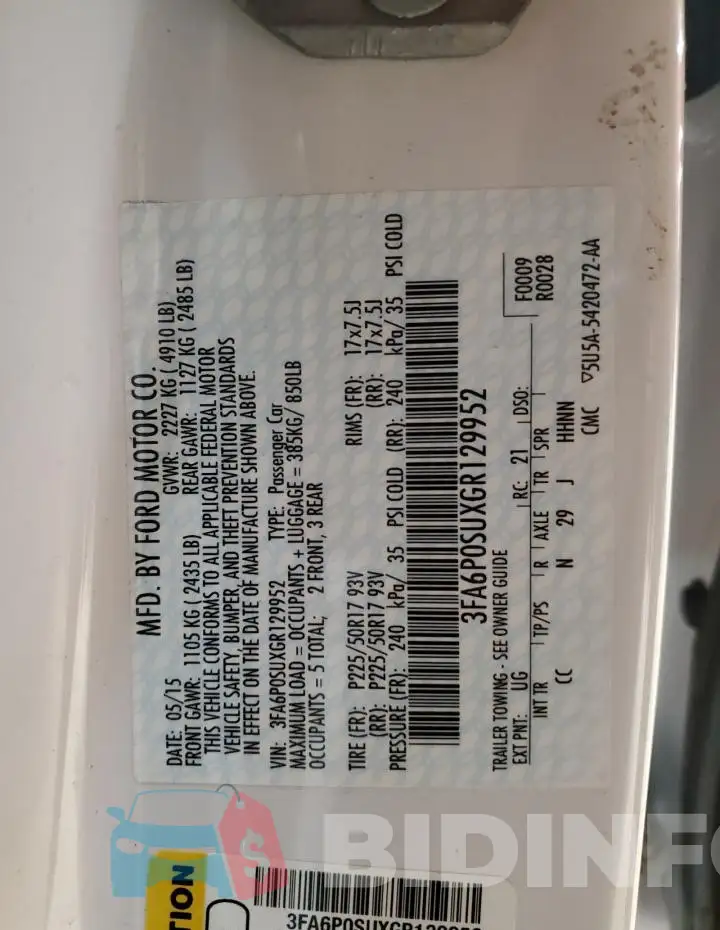 3FA6P0SUXGR129952 Photo# 12