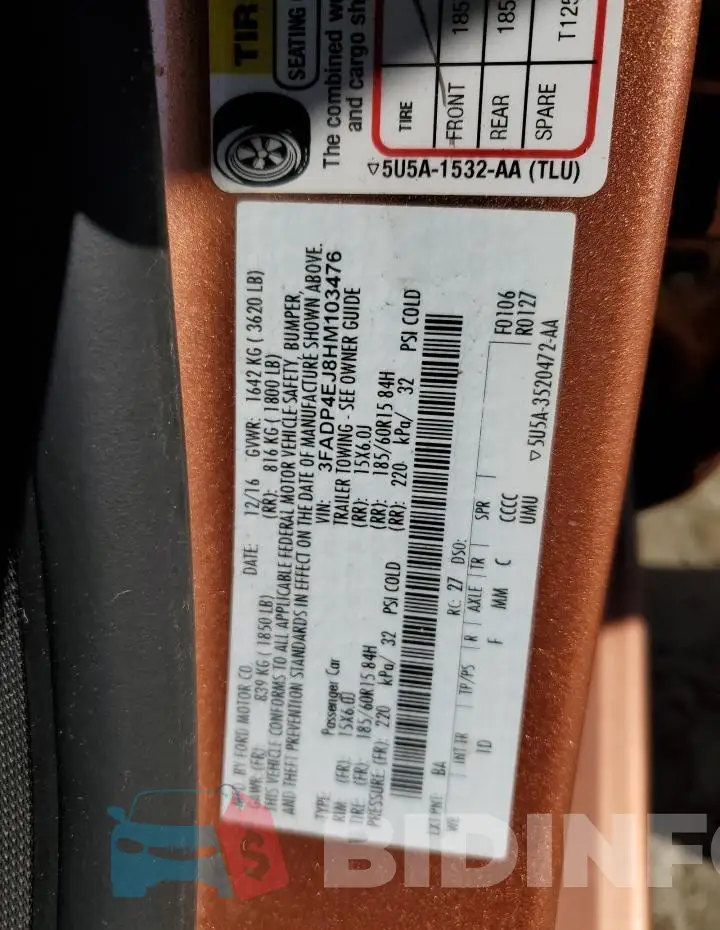 3FADP4EJ8HM103476 Photo# 12