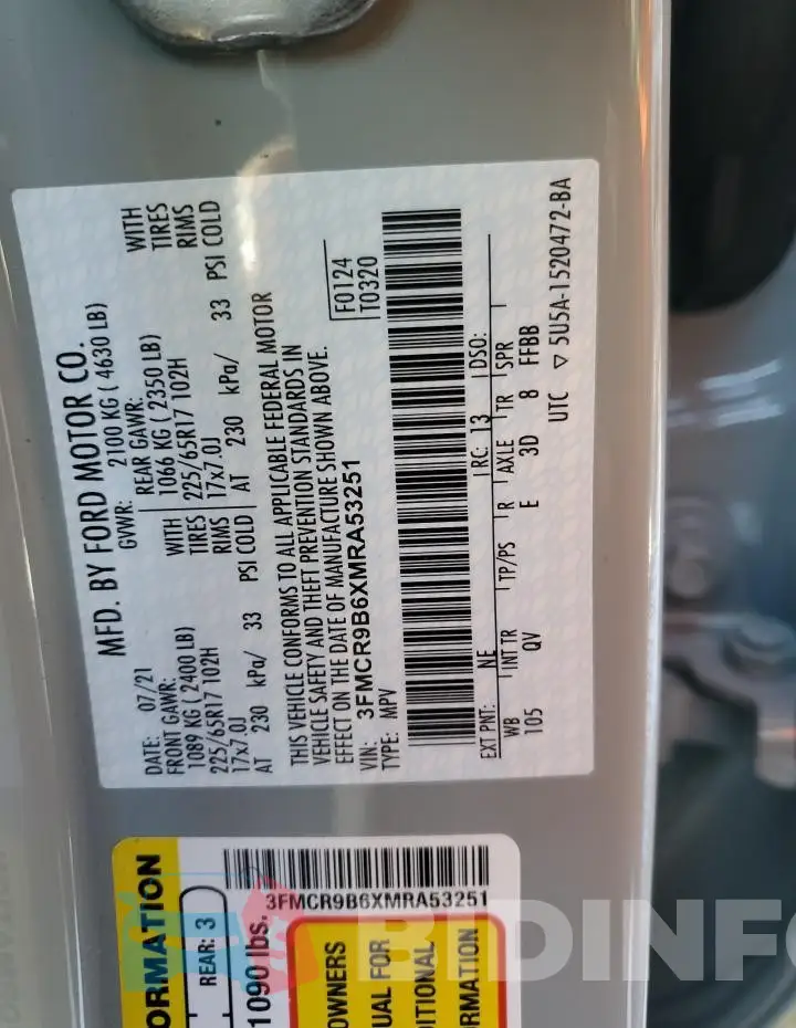 3FMCR9B6XMRA53251 Photo# 14