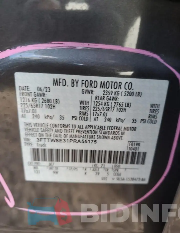 3FTTW8E31PRA55175 Photo# 12