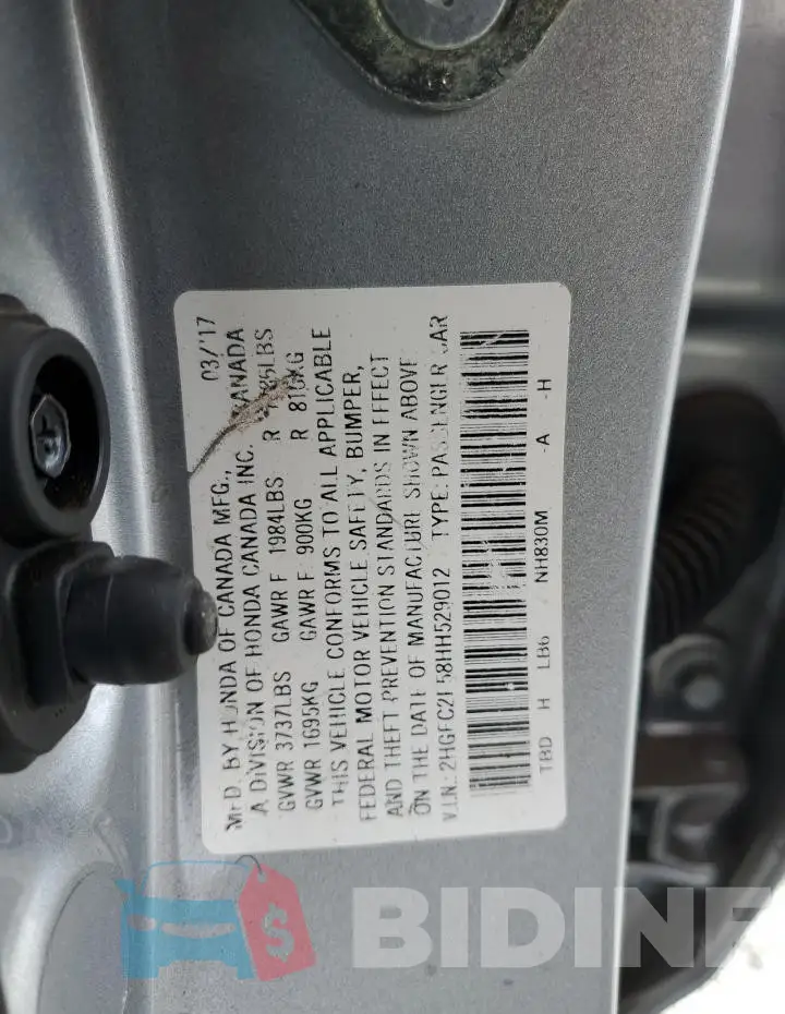 2HGFC2F58HH529012 Photo# 13