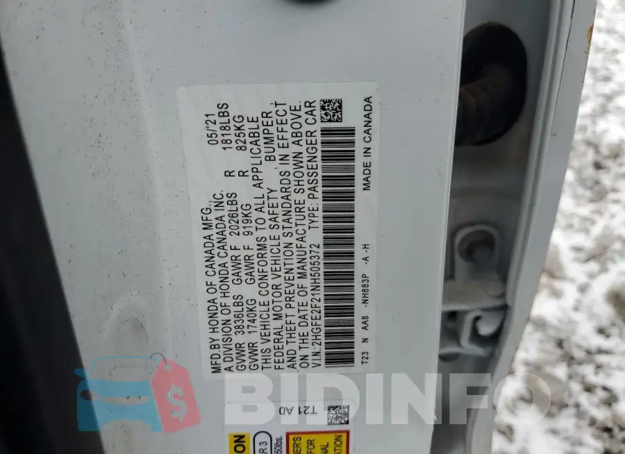 2HGFE2F21NH505372 Photo# 12