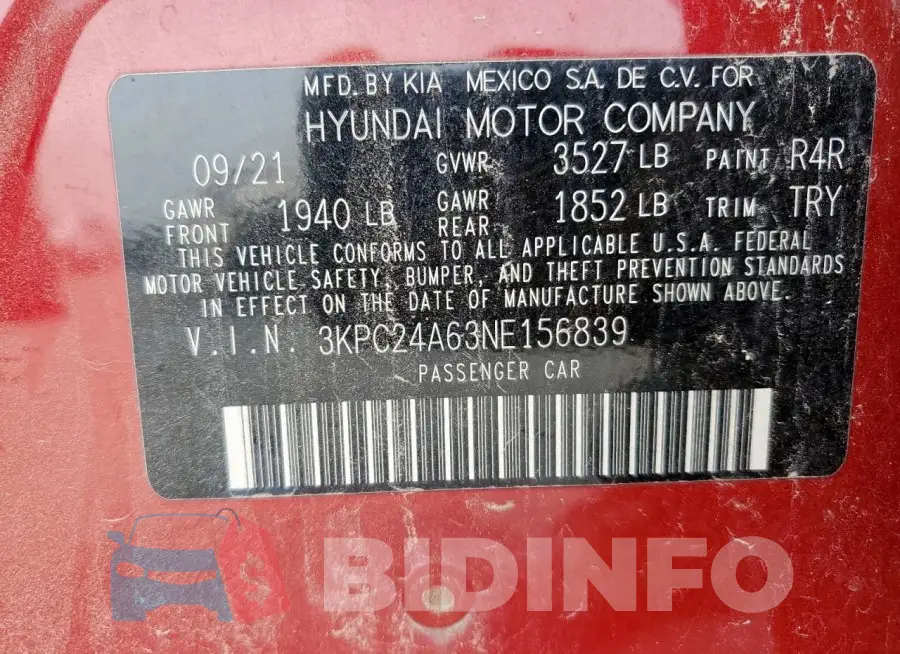 3KPC24A63NE156839 Photo# 13