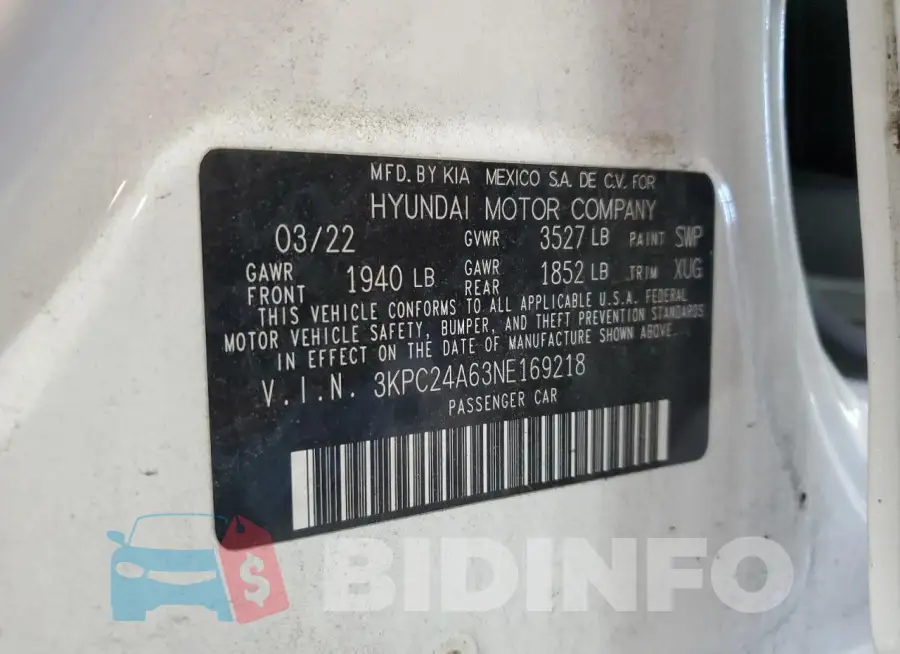 3KPC24A63NE169218 Photo# 12