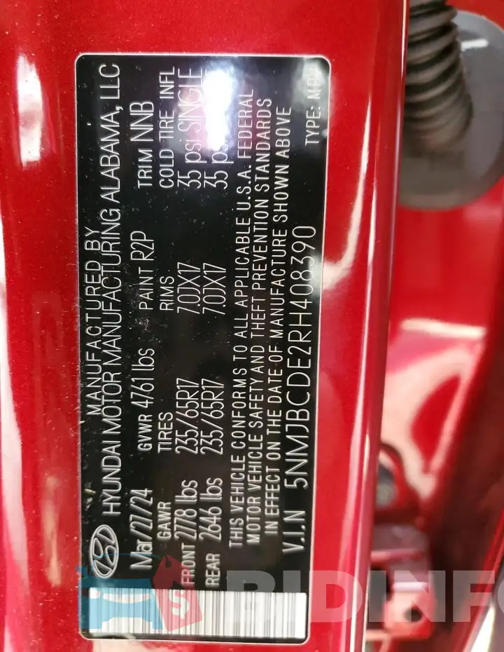 5NMJBCDE2RH408390 Photo# 14