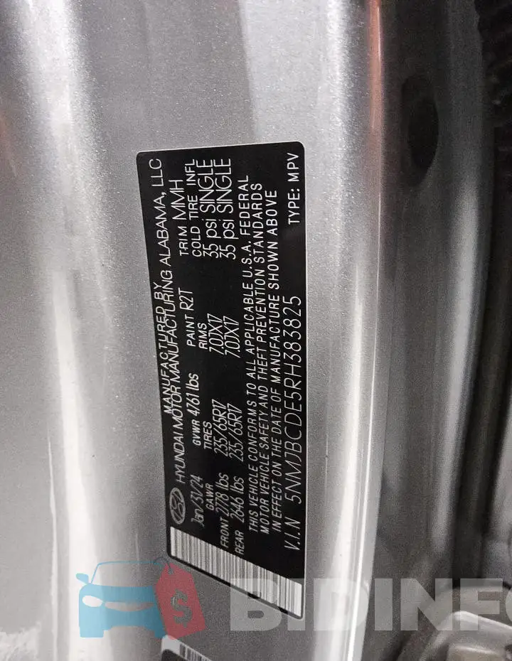 5NMJBCDE5RH383825 Photo# 14